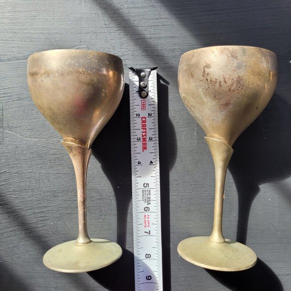 Vintage Patina Tulip Wine Goblets - Distressed - Picture 14 of 15